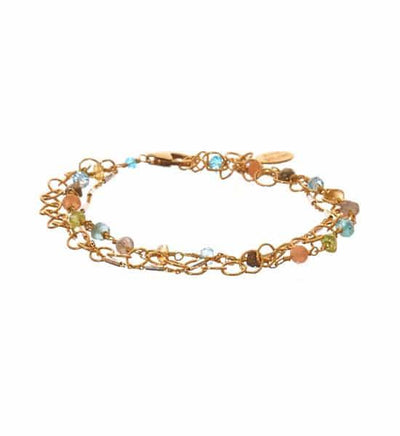 Three Strand Colorful Gemstone Bracelet - Anna Balkan 