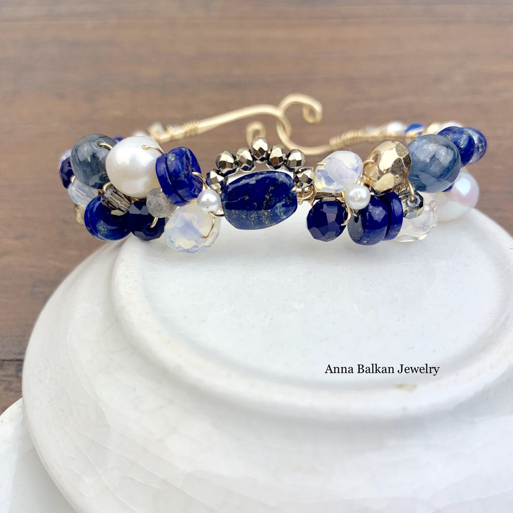 Shepards Hook Signature Lapis and Gems Bracelet (Limited Edition) - Anna Balkan 
