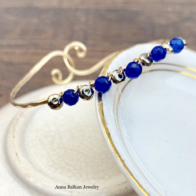 Shepard's Hook Signature Lapis and Pyrite Bracelet (Limited Edition) - Anna Balkan 