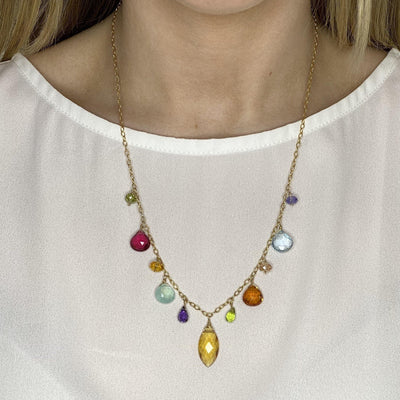 Instant Classic New Zina Colorful Marquee Gemstone Necklace - Anna Balkan 