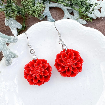 Captivating Flower Earrings red