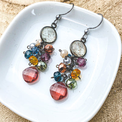 Sienna Bezel and Square Earrings