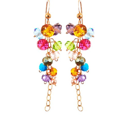 Playful Colorful Gems Drape Earrings - Anna Balkan 