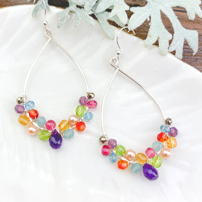 amethyst colorful gems hoops