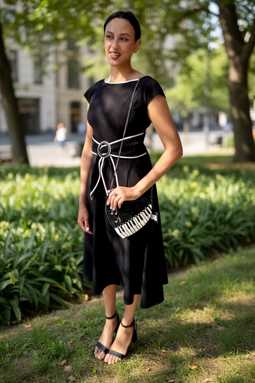 JR Stretch Woven Color Block Fit and Flare Dress With Sash | Anna Balkan JR Stretch Woven Color Block Fit and Flare Dress With Sash | Anna Balkan