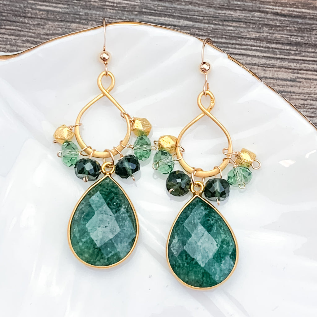 Emerald Teardrop Gold Vermeil Earrings