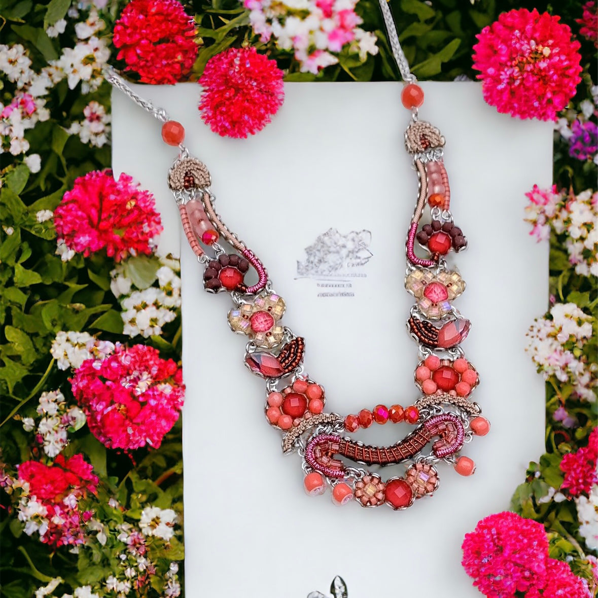 Coral Boho Chic Ayala Bar Necklace