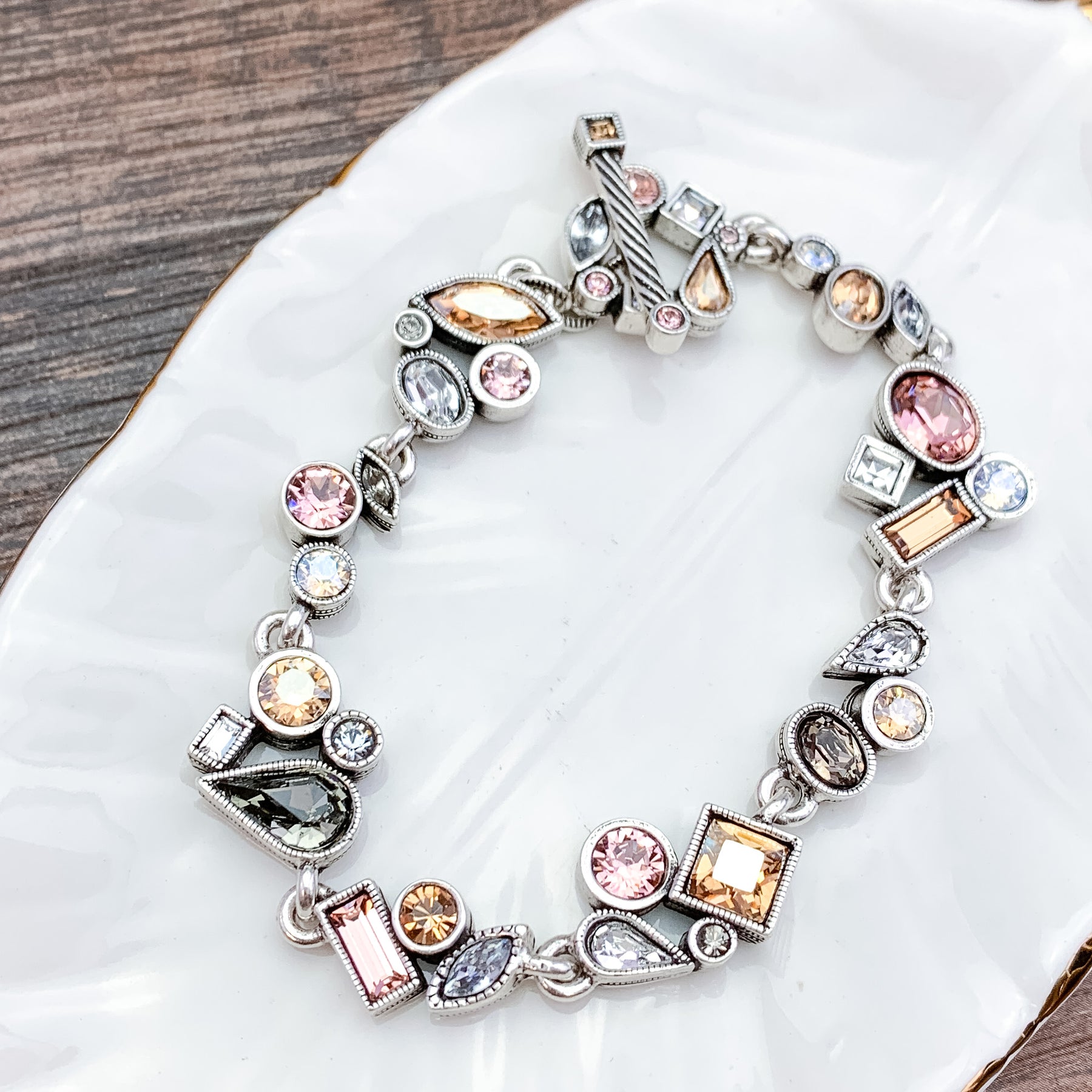 Pink and Clear Multicolor Swarovski Bracelet by MK Designs