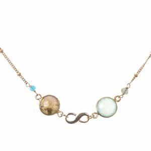 Everyday Infinity Necklace with Chalcedony and Labradorite 16-18" - Anna Balkan 