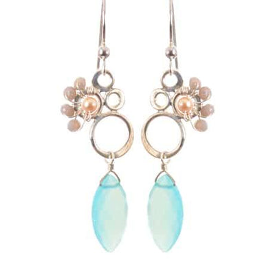 Bubbles Colorful Earrings w Marquee Gem Drop - Anna Balkan 