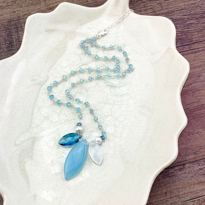 Large Marquee Tri-Gem Aquamarine Necklace