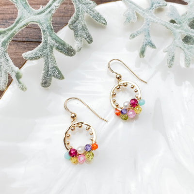 Ella Colorful Gems Aztec Earrings