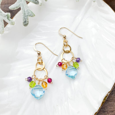 Mini Bubbles of Color Earrings topaz