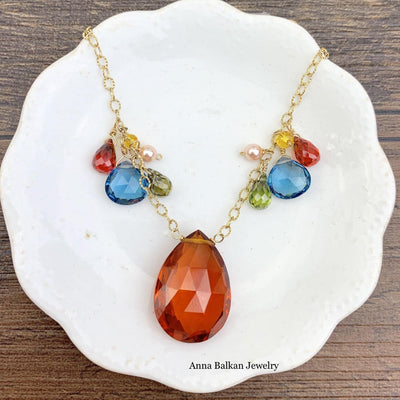 Fire and Ice Amber Inspired Statement Necklace (Limited Edition) - Anna Balkan 
