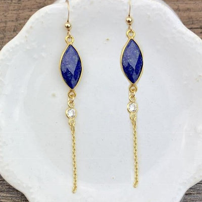 Bezeled Marquee Elegant Drop Earrings - Anna Balkan 