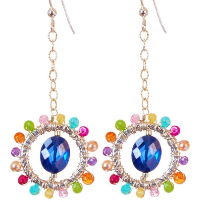 Rosie Colorful Dangling Gems Hoop Earrings - Anna Balkan 