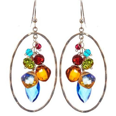 Marquee Colorful Gems Statement Hoops - Anna Balkan 