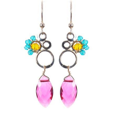 Bubbles Colorful Earrings w Marquee Gem Drop - Anna Balkan 