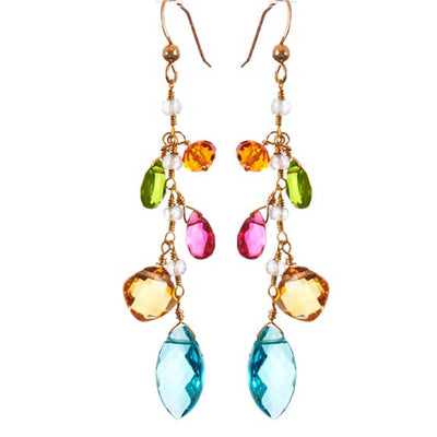 Mixed Shapes Colorful Gems Drape Earrings - Anna Balkan 