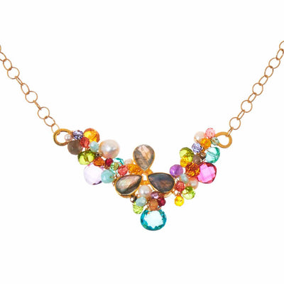 Ray's Branch Necklace with Bezeled Tri-Leaf - Anna Balkan 