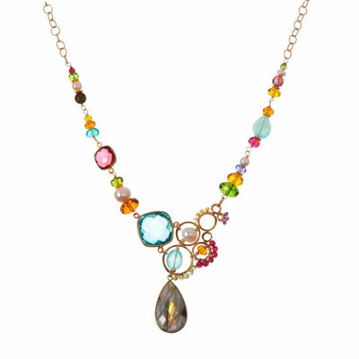 Arianna Large Bubble Colorful Gemstone Necklace - Anna Balkan 