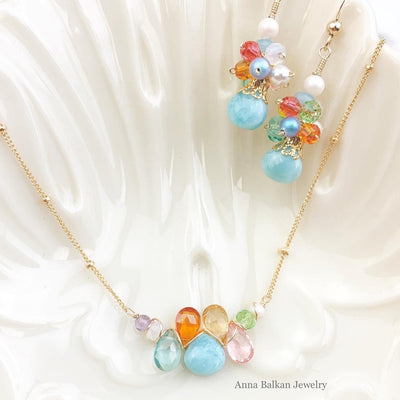 Limited Edition Perfect Gift Colorful Larimar Necklace - Anna Balkan 