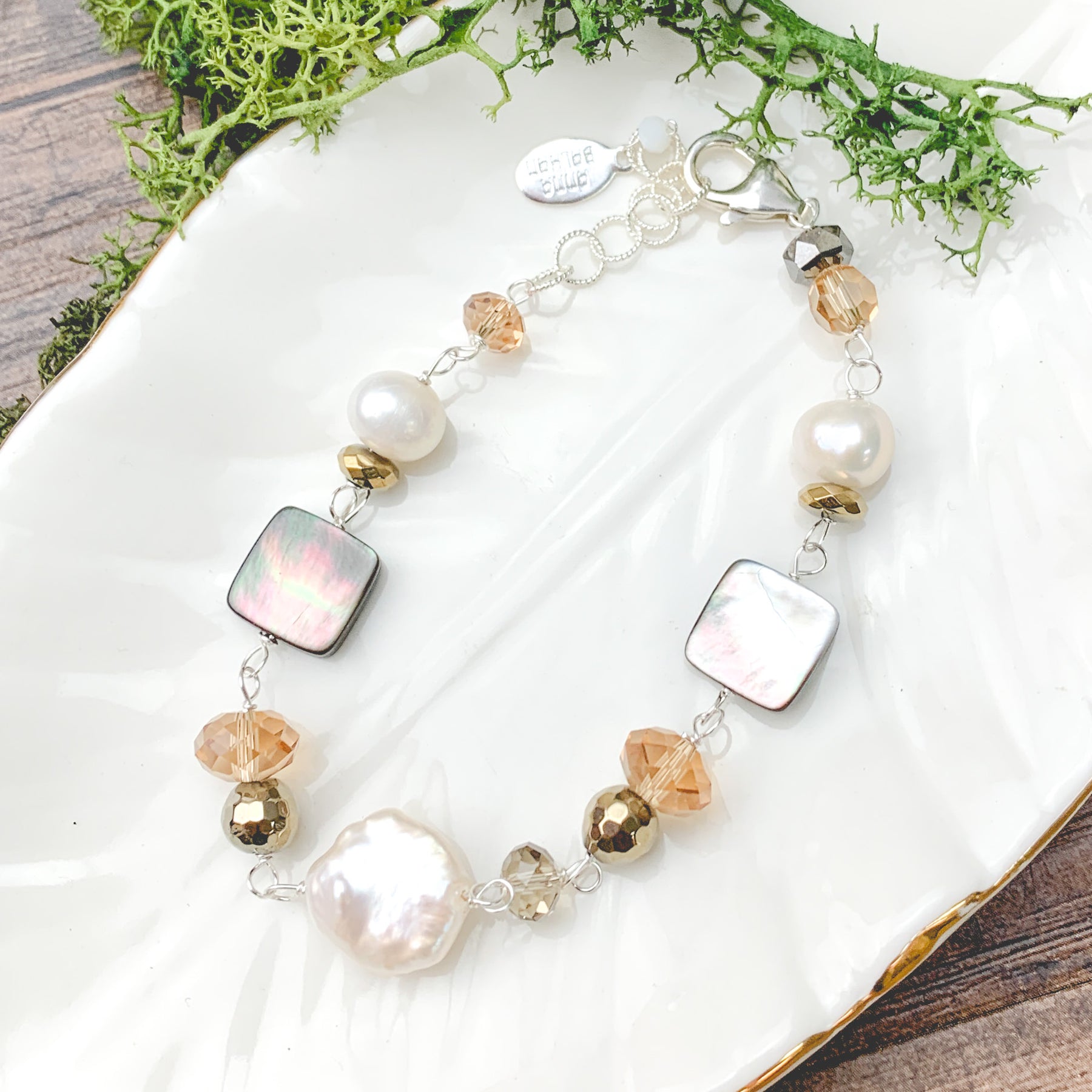 Mother of Pearl and Pearls Elegant Bracelet | Anna Balkan