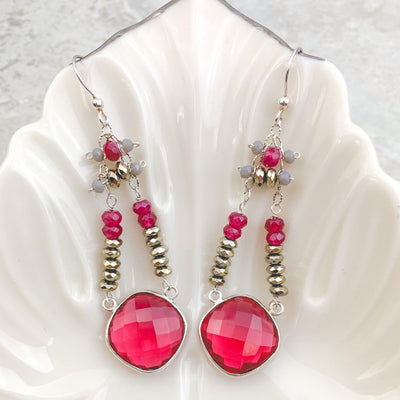 Victorian Style Ruby Color Earrings - Anna Balkan 