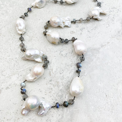 Baroque Grey and White Layering necklace - Anna Balkan 