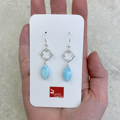 Larimar Classic Earrings with Filigree and Marquee - Anna Balkan 
