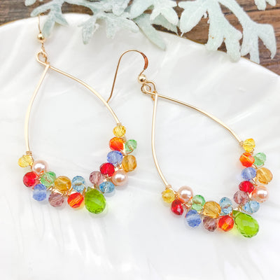 peridot and colorful gems hoops 