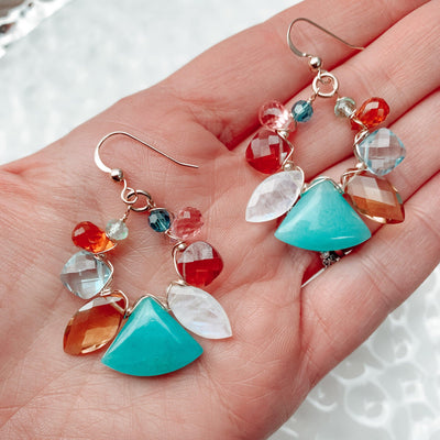 amazonite fan earrings