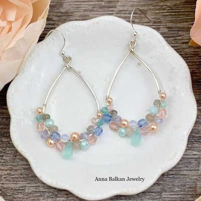 Lavender Inspired Anna Soft Colors Gemstone Hoops - Anna Balkan 