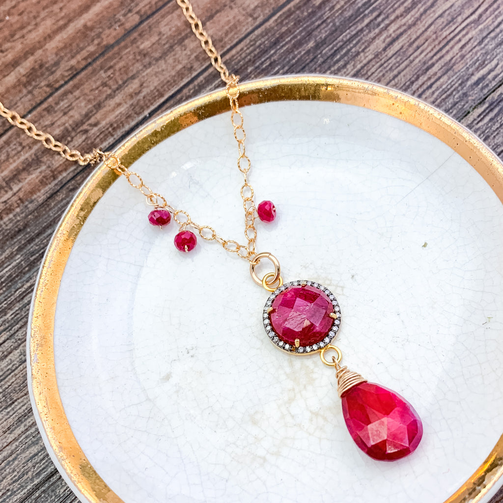 Ruby and Diamonds Elegant Necklace