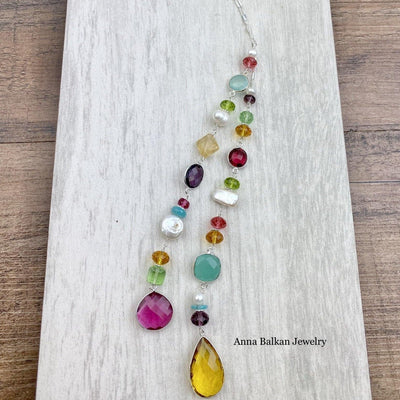 Colorful Summer Lariat Necklace - Anna Balkan 