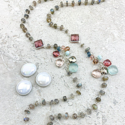 Labradorite and Marsala Quartz Layering Necklace - Anna Balkan 