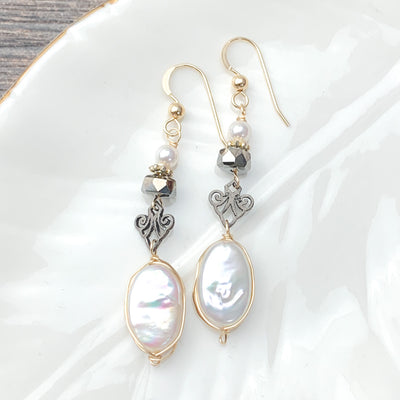 filigree and pearl earrings 